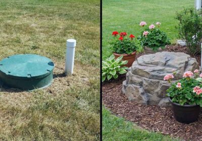 cadru aproape capac fosa septica ascuns si la vedere