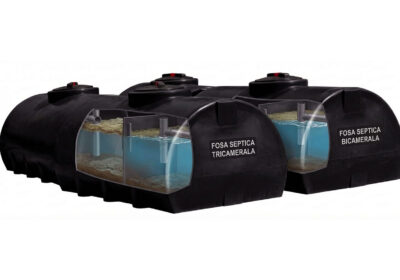 ilustratie aratand o fosa septica tricamerala alaturi de una bicamerala