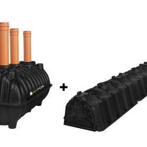 fosa septica BioFos de 1600L pentru 3-4 persoane cu tunel de percolare cu 3 sectiuni