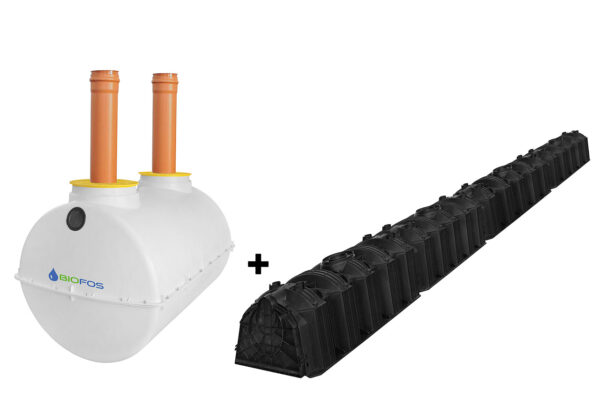 fosa septica fibra 2000L cu tren de percolare din 4 tuneluri