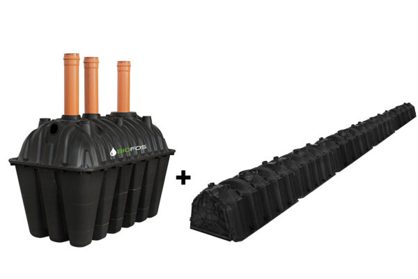fosa septica BioFos de 2500L pentru 5-8 persoane cu tunel de percolare cu 5 sectiuni