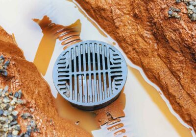 cadru de aproape cu teava drenaj si capac de vizitare